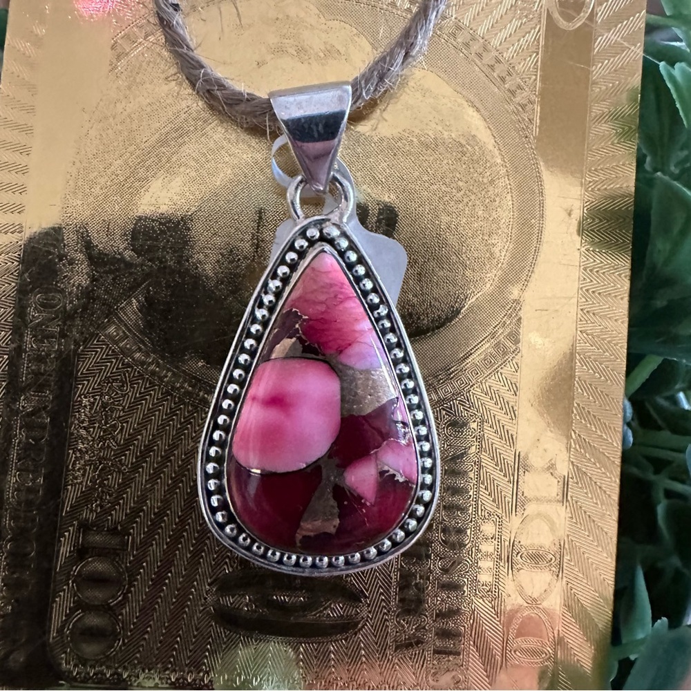 Brand New Sterling Silver 925 Red Rose Dahlia Teardrop Pendant Necklace